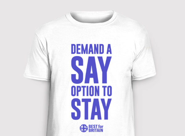 Demand a say. Option to stay.